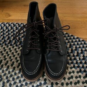 Red Wing Black Leather Lace-Up Moc Boots size 8